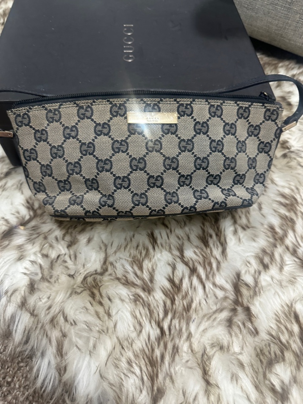 Gucci Beige and Black GG Canvas small bag